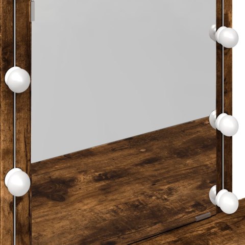 TOALETKA Z OŚWIETLENIEM LED PRZYDYMIONY DĄB 100X40X130CM