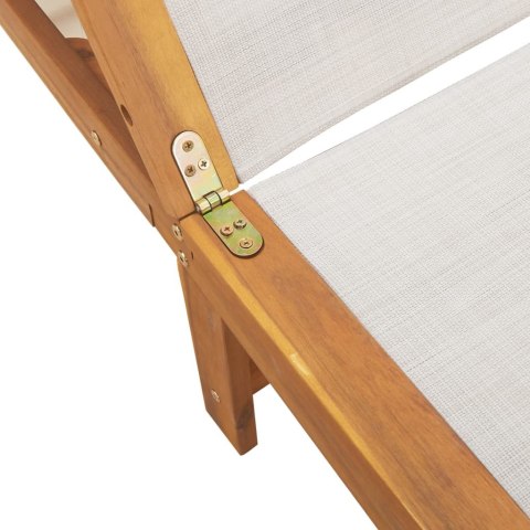 LEŻAKI ZE STOLIKIEM 2 SZT. SZARE DREWNO AKACJOWE I TEXTILENE