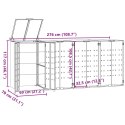 OBUDOWA NA 4 KOSZE NA ŚMIECI SZARA 276X79X117CM STAL