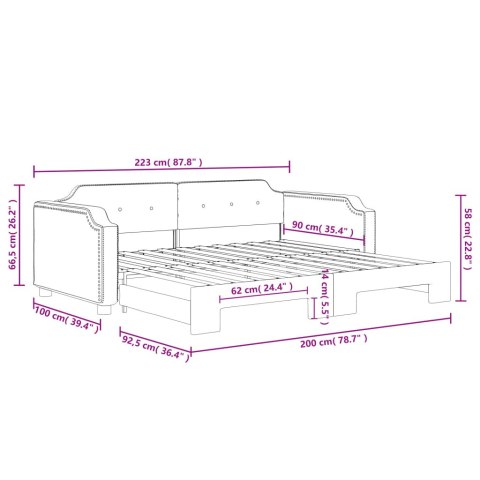 SOFA ROZSUWANA JASNOSZARA 90X200CM TKANINA