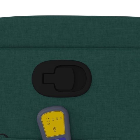 PODNOSZONY FOTEL MASUJĄCY ROZKŁADANY CIEMNOZIELONY TKANINA