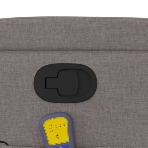 PODNOSZONY FOTEL MASUJĄCY ROZKŁADANY KOLOR TAUPE TKANINA