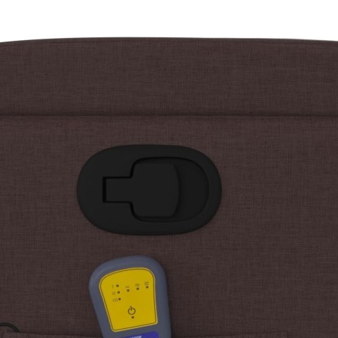 PODNOSZONY FOTEL MASUJĄCY ROZKŁADANY CIEMNOBRĄZOWY TKANINA
