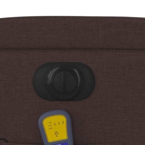 ROZKŁADANY FOTEL MASUJĄCY ELEKTRYCZNY CIEMNY BRĄZ TKANINA