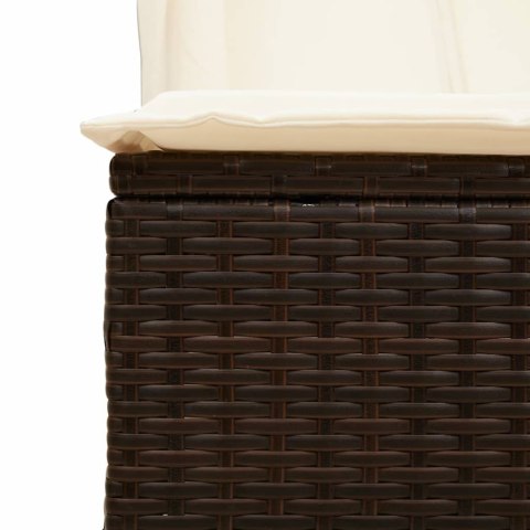 PODWÓJNA LEŻANKA Z DASZKIEM I ZASŁONAMI BRĄZOWY POLIRATTAN