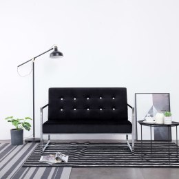 2-OSOBOWA SOFA Z PODŁOKIETNIKAMI CZARNA CHROM I AKSAMIT