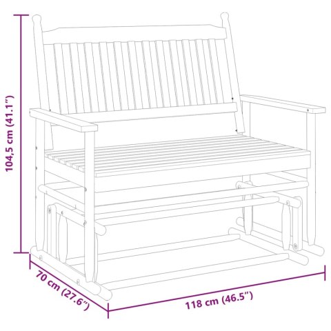 ŁAWKA BUJANA BIAŁA 118X70X104,5CM LITE DREWNO TOPOLOWE