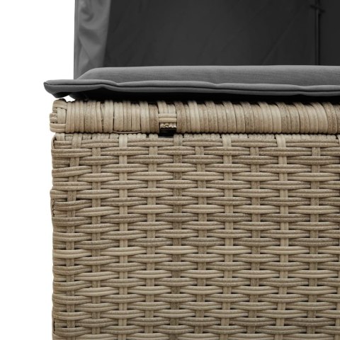 PODWÓJNA LEŻANKA Z DASZKIEM I ZASŁONAMI JASNOSZARY POLIRATTAN