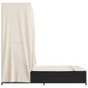 PODWÓJNA LEŻANKA Z DASZKIEM I ZASŁONAMI CZARNY POLIRATTAN