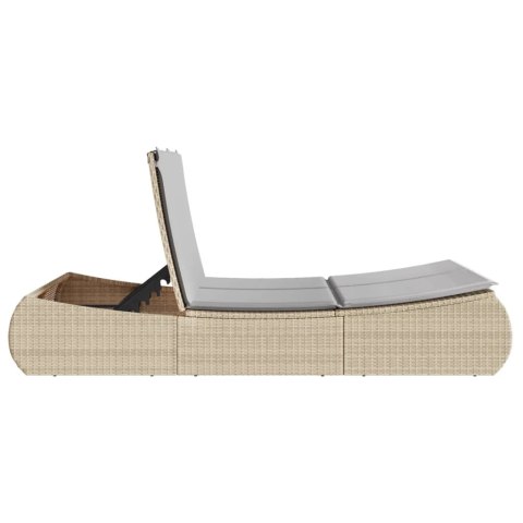 PODWÓJNA LEŻANKA Z PODUSZKAMI BEŻOWA POLIRATTAN