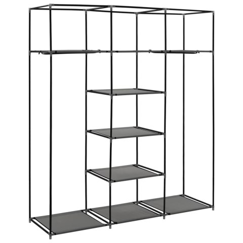 SZAFA Z PRZEGRODAMI I DRĄŻKAMI SZARA 150X45X175CM TKANINA