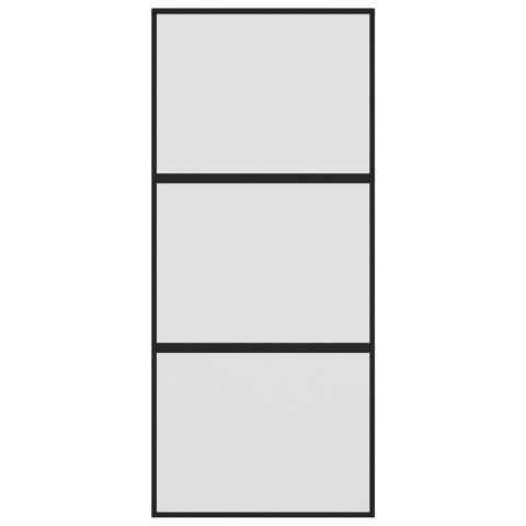 DRZWI PRZESUWNE CZARNE 90X205CM SZKŁO HARTOWANE ALUMINIUM