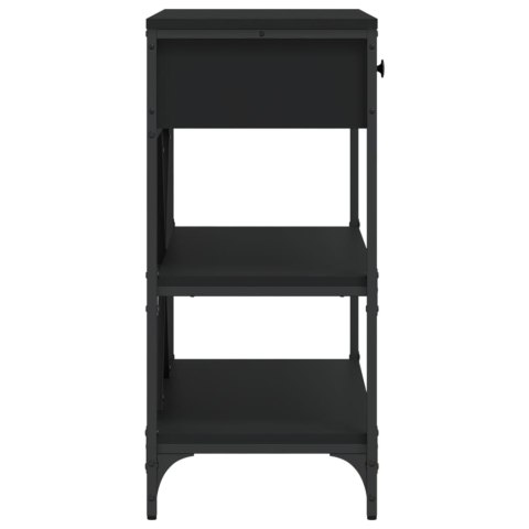 STOLIK KONSOLOWY Z SZUFLADAMI I PÓŁKAMI CZARNY