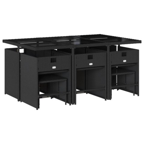 11-CZ. ZESTAW MEBLI DO OGRODU Z PODUSZKAMI CZARNY RATTAN PE