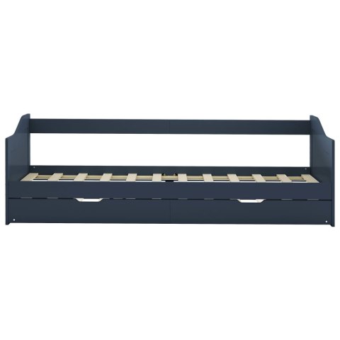 WYSUWANE ŁÓŻKO SZARE DREWNO SOSNOWE 90X200CM