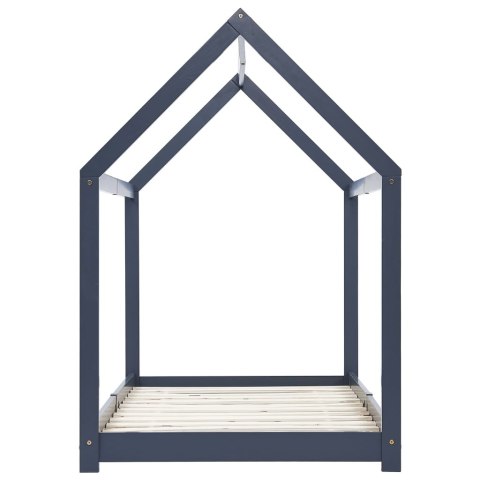 RAMA ŁÓŻKA DZIECIĘCEGO SZARA DREWNO SOSNOWE 70X140CM