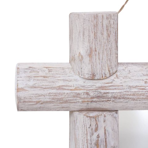 LUSTRO W RAMIE Z BELEK BIAŁE 70X70CM LITE DREWNO ODZYSKANE