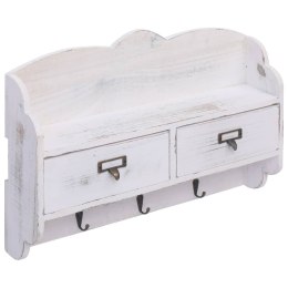 WIESZAK ŚCIENNY NA PŁASZCZE BIAŁY 50X10X34CM DREWNIANY