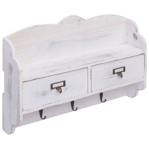 WIESZAK ŚCIENNY NA PŁASZCZE BIAŁY 50X10X34CM DREWNIANY