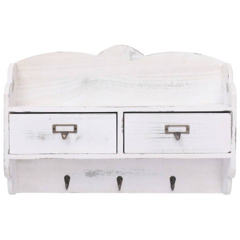 WIESZAK ŚCIENNY NA PŁASZCZE BIAŁY 50X10X34CM DREWNIANY