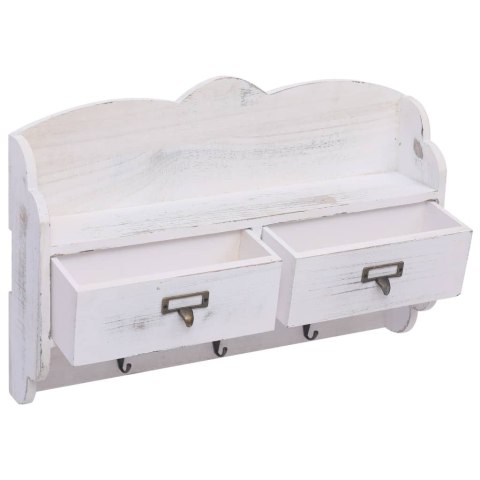 WIESZAK ŚCIENNY NA PŁASZCZE BIAŁY 50X10X34CM DREWNIANY