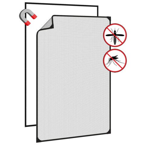 MOSKITIERA NA OKNO OKIENNA MAGNETYCZNA Z MAGNESEM MOCNA ANTRACYTOWA 80X120CM