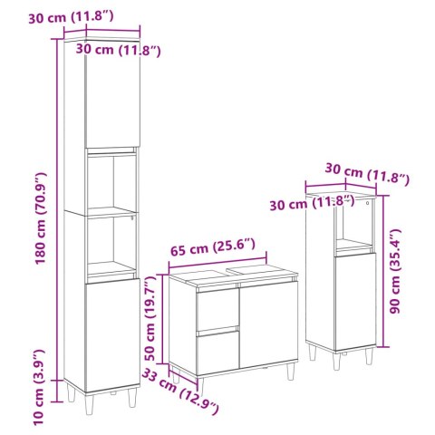 3-CZ. ZESTAW MEBLI ŁAZIENKOWYCH KOLOR DĄB SONOMA