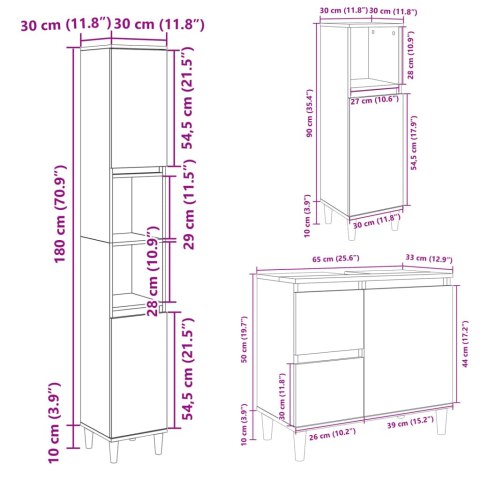 3-CZ. ZESTAW MEBLI ŁAZIENKOWYCH KOLOR DĄB SONOMA