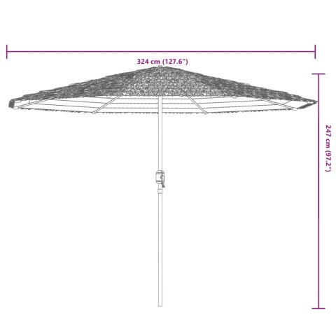 PARASOL OGRODOWY NA STALOWYM SŁUPKU BIAŁY 324X324X247CM