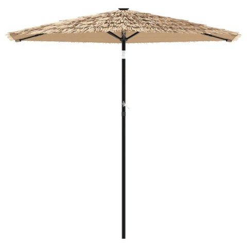 PARASOL OGRODOWY Z LED STALOWY SŁUPEK BRĄZOWY 223X223X231CM