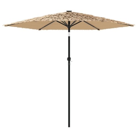 PARASOL OGRODOWY Z LED STALOWY SŁUPEK BRĄZOWY 223X223X231CM