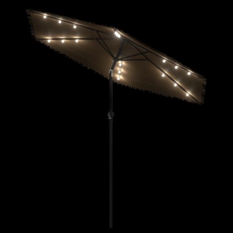 PARASOL OGRODOWY Z LED STALOWY SŁUPEK BRĄZOWY 223X223X231CM