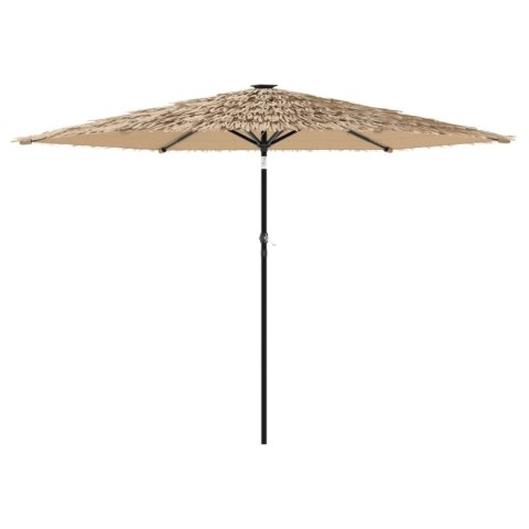 PARASOL OGRODOWY Z LED STALOWY SŁUPEK BRĄZOWY 288X288X225CM