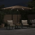 PARASOL OGRODOWY Z LED STALOWY SŁUPEK BRĄZOWY 288X288X225CM