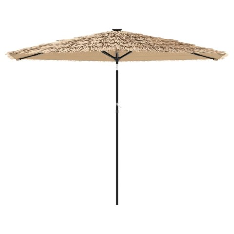 PARASOL OGRODOWY Z LED STALOWY SŁUPEK BRĄZOWY 288X288X225CM