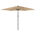 PARASOL OGRODOWY Z LED STALOWY SŁUPEK BRĄZOWY 288X288X225CM