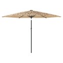 PARASOL OGRODOWY Z LED STALOWY SŁUPEK BRĄZOWY 288X288X225CM