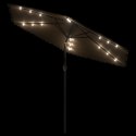 PARASOL OGRODOWY Z LED STALOWY SŁUPEK BRĄZOWY 288X288X225CM