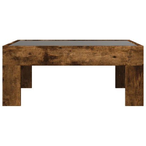 STOLIK KAWOWY Z LED INFINITY PRZYDYMIONY DĄB 70X50X30CM