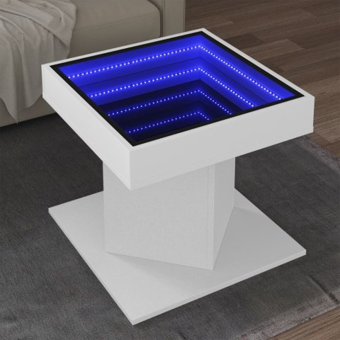 STOLIK KAWOWY Z LED BIAŁY 50X50X45CM
