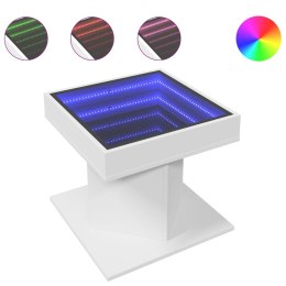 STOLIK KAWOWY Z LED BIAŁY 50X50X45CM