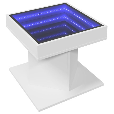 STOLIK KAWOWY Z LED BIAŁY 50X50X45CM