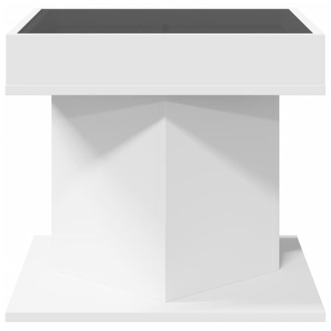 STOLIK KAWOWY Z LED BIAŁY 50X50X45CM