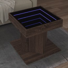 STOLIK KAWOWY Z LED BRĄZOWY DĄB 50X50X45CM