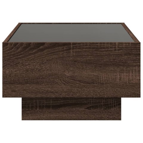 STOLIK KAWOWY Z LED BRĄZOWY DĄB 70X50X30CM