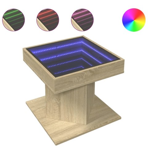 STOLIK KAWOWY Z LED DĄB SONOMA 50X50X45CM