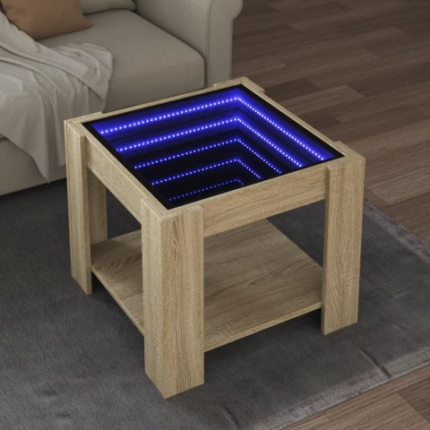 STOLIK KAWOWY Z LED DĄB SONOMA 53X53X45CM