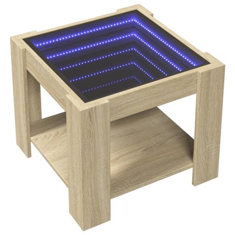 STOLIK KAWOWY Z LED DĄB SONOMA 53X53X45CM