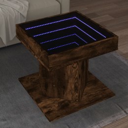 STOLIK KAWOWY Z LED OPALANY DĄB 50X50X45CM