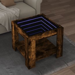 STOLIK KAWOWY Z LED PRZYDYMIONY DĄB 53X53X45CM